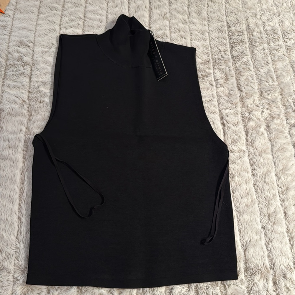 Alice + Olivia Black Sleeveless Turtleneck Top
